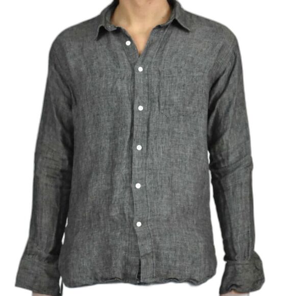 Epaulet Gray Casual Shirt Collared Button Up Long Sleeve Button Cuff Men's Sz S - Picture 1 of 8